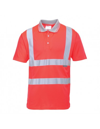 POLO MANCHES COURTES  ROUGE FLUO +...