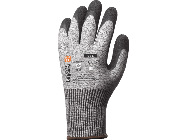 Gant EUROCUT 3X42D L580 HPPE cut 5 paume enduite latex noir